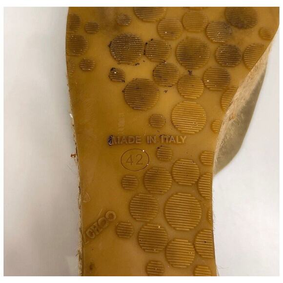 Jimmy Choo Gold Metallic Strappy Slip-On Platform Sandal Woven Wedges Sz 42 - Picture 10 of 10